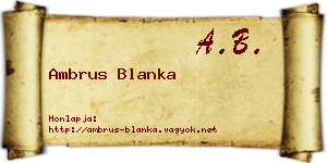 Ambrus Blanka névjegykártya